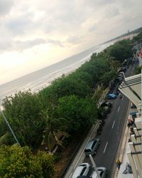 High angle view of vehicles on road