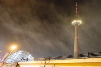 Low angle view of communications tower