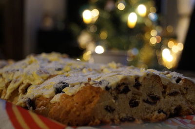 Close-up of cake on table