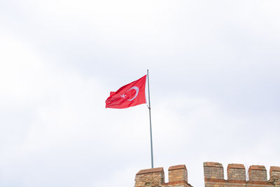 Turkish flag on the castle