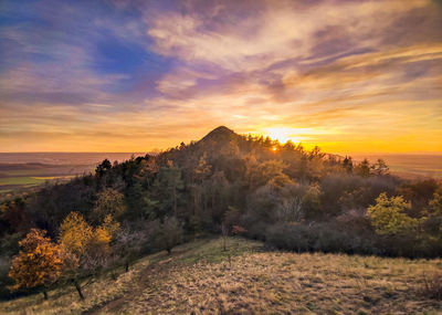 Scenic view of landscape against sky during sunset