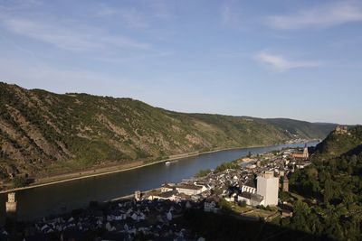 High angle view of bridge over river against sky