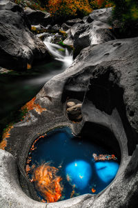 High angle view of waterfall