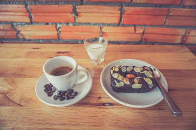 Coffee cup on table