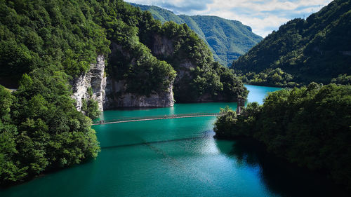 Scenic view of river and mountains 