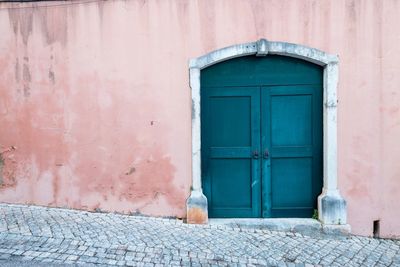 Closed door of a building