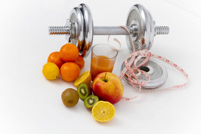 High angle view of fruits on table