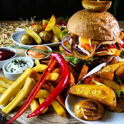 Close-up of vegetables in plate on table