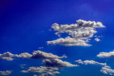 Low angle view of clouds in blue sky