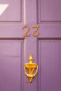 House number 23 on a wooden front door in london 