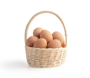 Close-up of eggs in basket