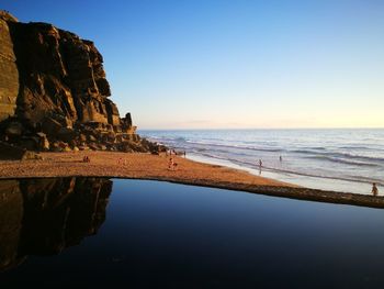 Scenic view of sea against clear sky