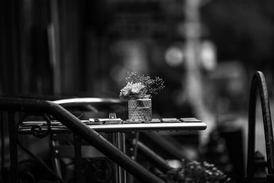 View of small outdoor restaurant table