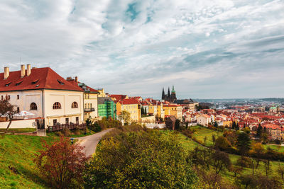 Panoramic view of the old town of prague.