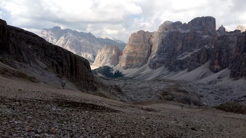 Scenic view of rocky mountains against sky