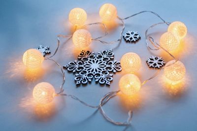 Close-up of christmas decoration on table