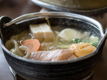 Close-up of soup in bowl