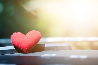 Close-up of heart shape on table