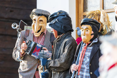 Carnival in carnia. sauris, masks of the religious and pagan tradition. italy