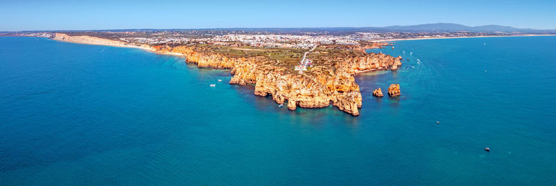 Aerial panorama from the lighthose and city lagos in the algarve portugal