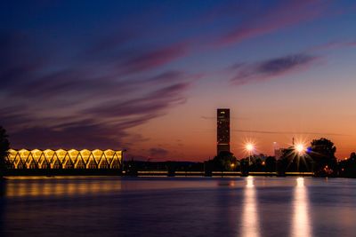 View of illuminated city at night