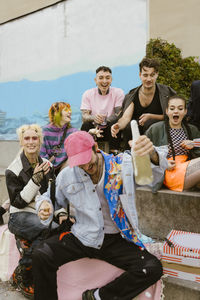 Group of family sitting at home