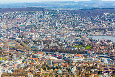 High angle view of buildings in city