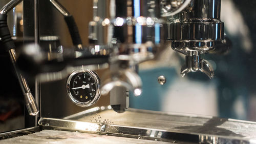 Close-up of machine part in factory
