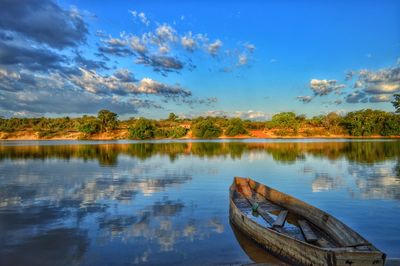 Scenic view of lake against sky