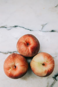 High angle view of apples on table