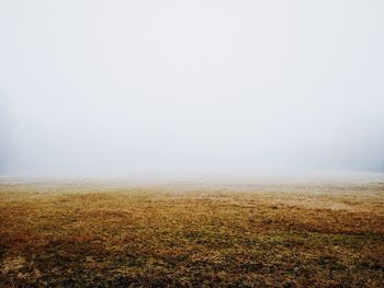 Scenic view of landscape during foggy weather