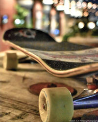 Close-up of vintage car on table