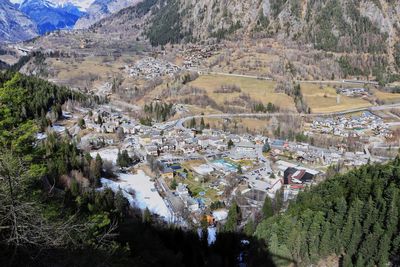 High angle view of river amidst landscape