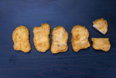 High angle view of cookies on table