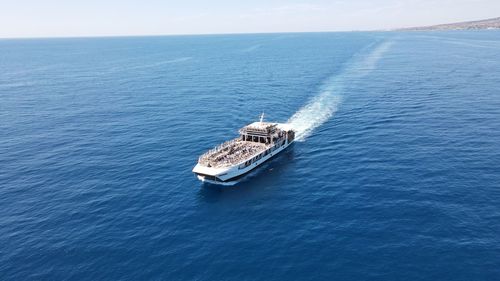 High angle view of boat in sea
