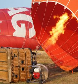 Close-up of hot air balloon against the sky