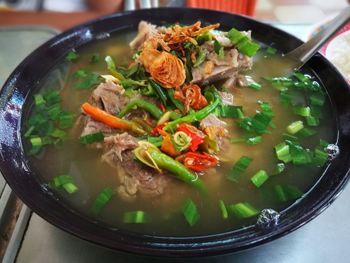 Close-up of soup in bowl