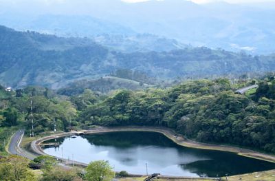 Scenic view of lake and mountains