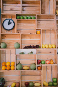 Various fruits in shelf