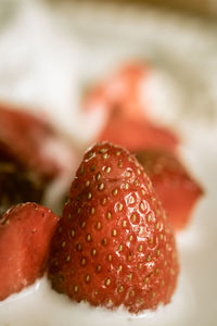 Close-up of strawberry on cake