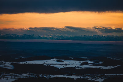 Scenic view of sea against sky during winter