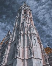 Low angle view of temple building against cloudy sky