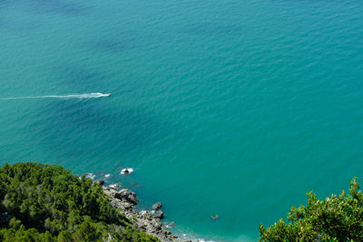 Ligurian sea water at the panoramic viewpoint in montemarcello, ameglia, la spezia, liguria, italy.