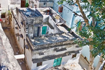 High angle view of abandoned buildings in city