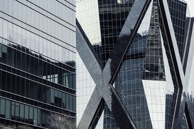 Low angle view of modern buildings in city