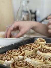 Midsection of woman preparing food