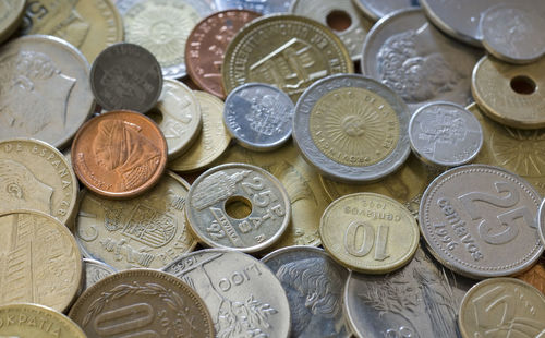 Full frame shot of coins