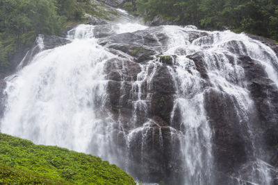 Scenic view of waterfall in forest