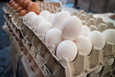 Close-up of eggs in container