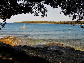 View of boats in sea